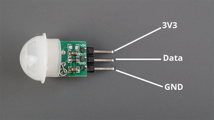 AM312 PIR Motion Sensor Pinout labeled