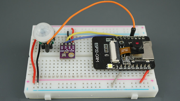 ESP32-CAM Project Telegram Test Circuit Diagram Breadboard Wiring