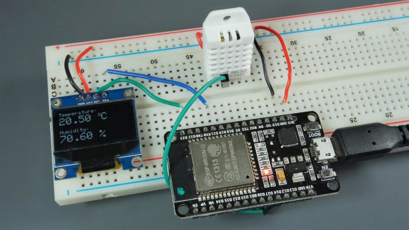 ESP32 ESP8266 Display DHT11 DHT22 Temperature and Humidity Readings in OLED Display