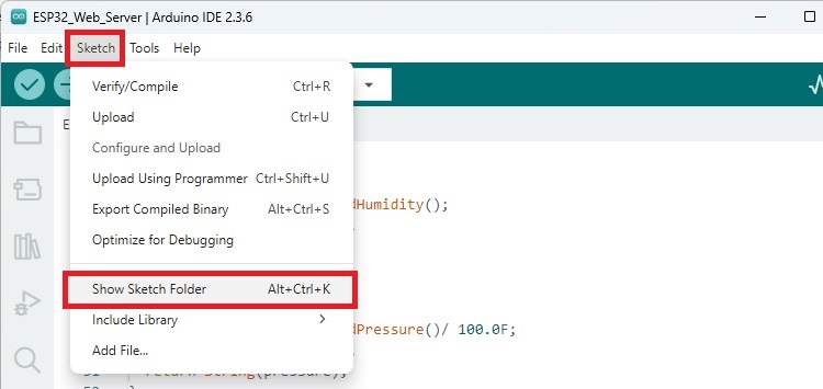 ESP32 LittleFS Web Server Show Sketch Folder