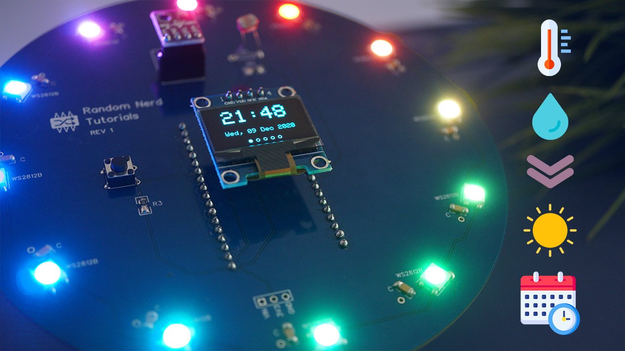 ESP32 Weather Station Interface PCB Shield Temperature Humidity Pressure Date Time