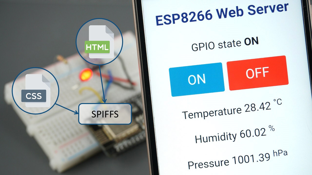 ESP8266 Web Server using SPIFFS (SPI Flash File System) HTML CSS files