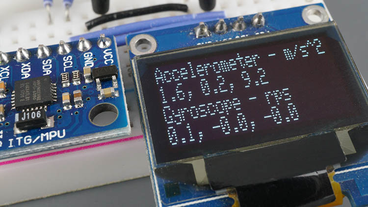 MPU-6050 Module Accelerometer Gyroscope Temperature Sensor OLED Demonstration ESP32 ESP8266