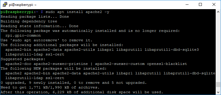 Raspberry Pi Install Apache2 LAMP Server
