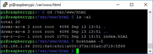 Raspberry Pi change directory RPi IP Address