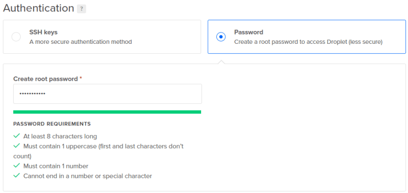 Digital Ocean VPN Linux Ubuntu Server Set Define Password
