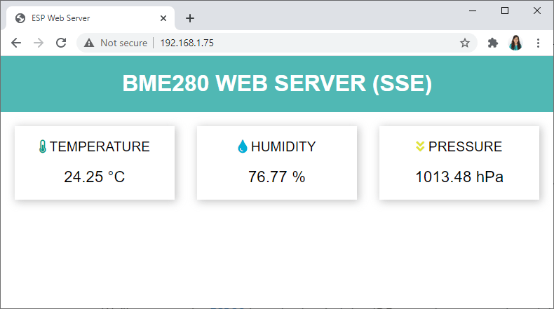 BME280 Web Server using Server-Sent Events (SSE) ESP32 Arduino