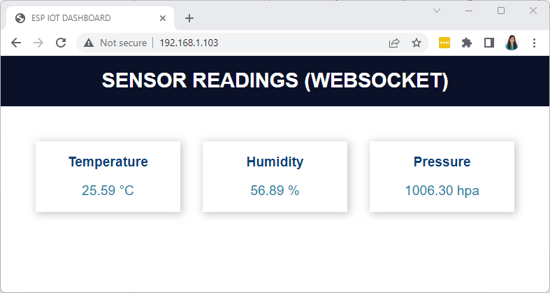 ESP8266 Websocket Server Sensor Readings