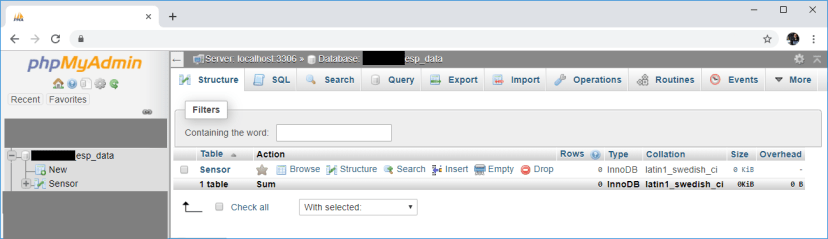 ESP32 ESP8266 PHPMyAdmin View SQL Database