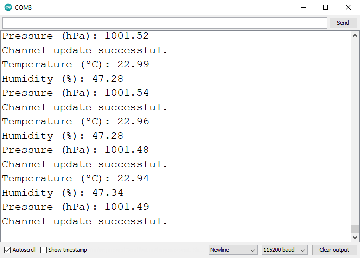 ESP32 Write Multiple Fields ThingSpeak Serial Monitor