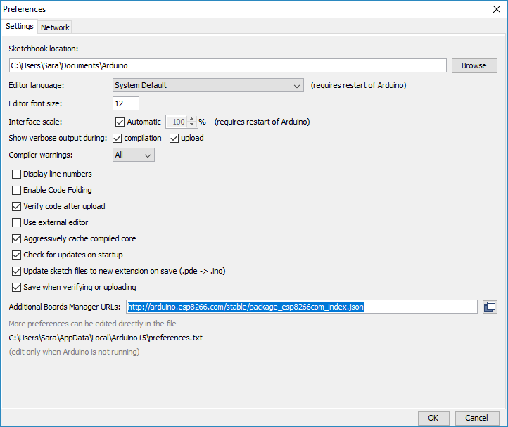 Install ESP8266 Boards Arduino IDE Additional Boards Manager URLs