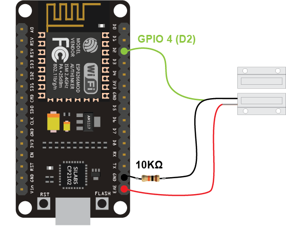 Schematic Wiring Diagram ESP8266 with Reed Switch