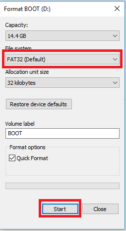 Formatting your microSD card Windows