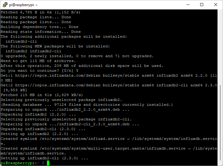 InfluxDB Installed on Rpi