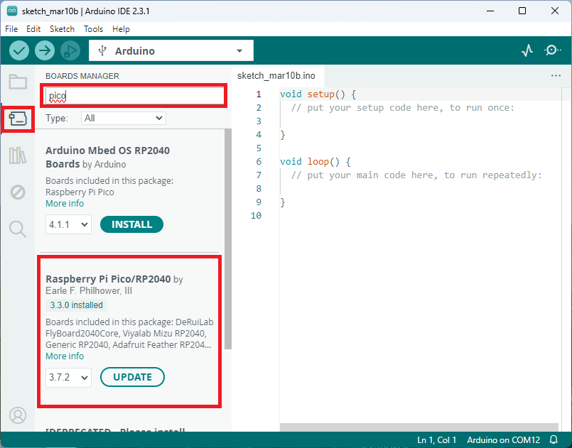 Install Raspberry Pi Boards Arduino IDE 2
