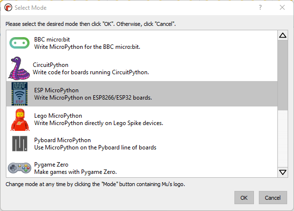 Mu Editor Modes