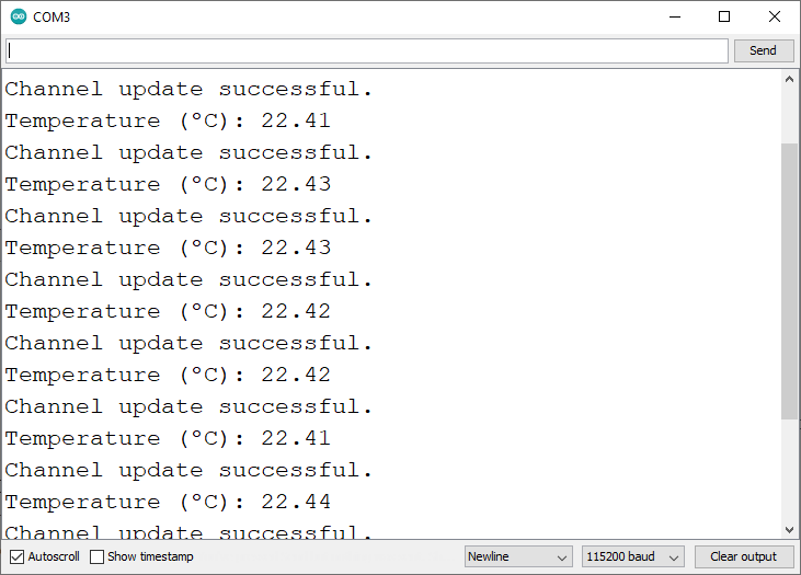 Publish Temperature Readings ThingSpeak ESP32 Serial Monitor