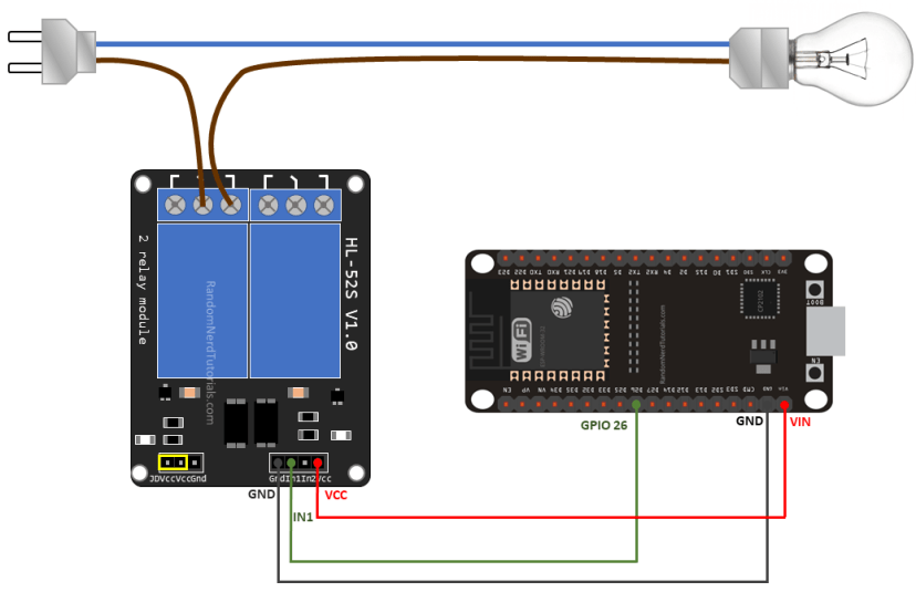 Wiring a Relay Module to the ESP32 Schematic Circuit