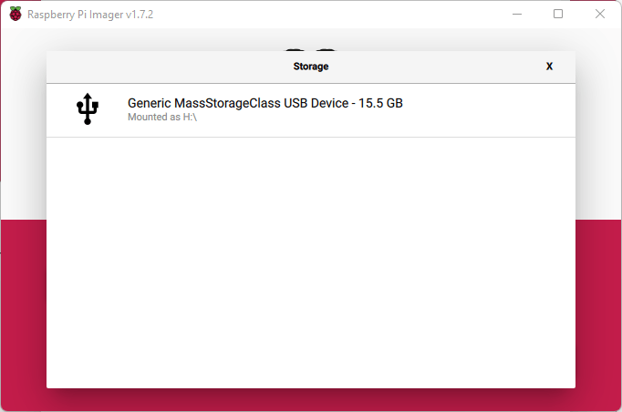 Raspberry Pi Imager Storage