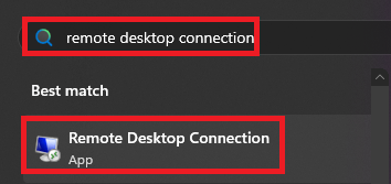 Search for Remote Desktop connection RDP software Windows PC