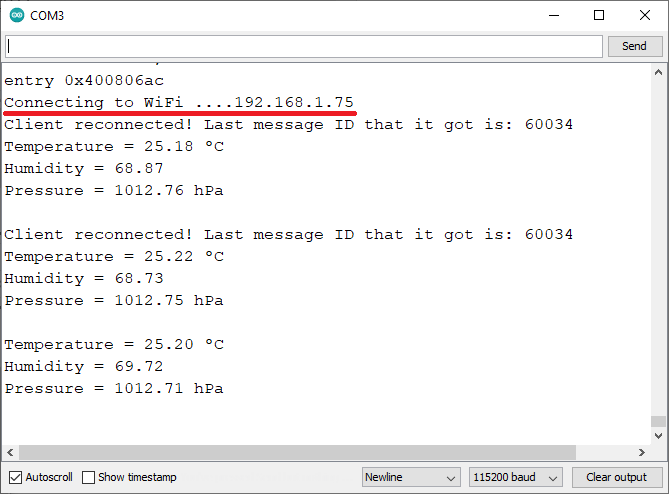 ESP32 Web Server using Server Sent Events Serial Monitor Demonstration